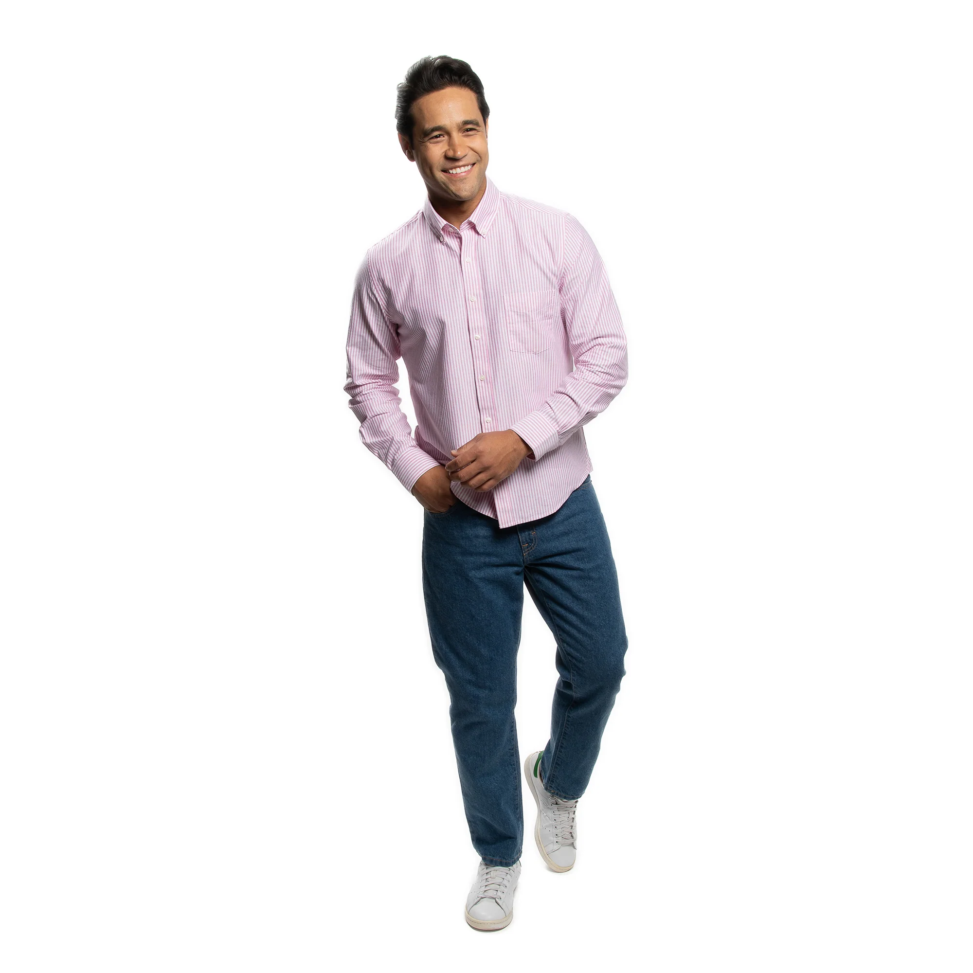 Weekend Oxford Slim Fit - Pink Stripe - Image 5