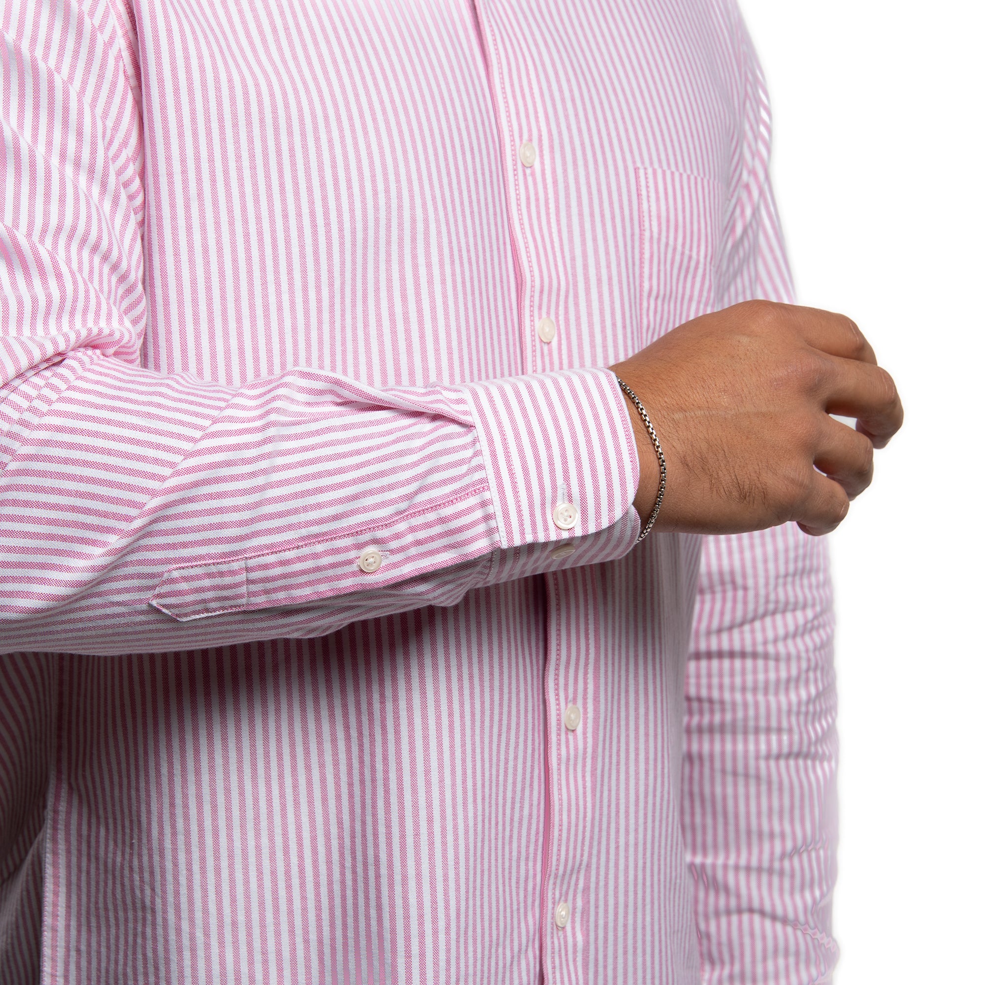 Weekend Oxford Slim Fit - Pink Stripe - Image 7