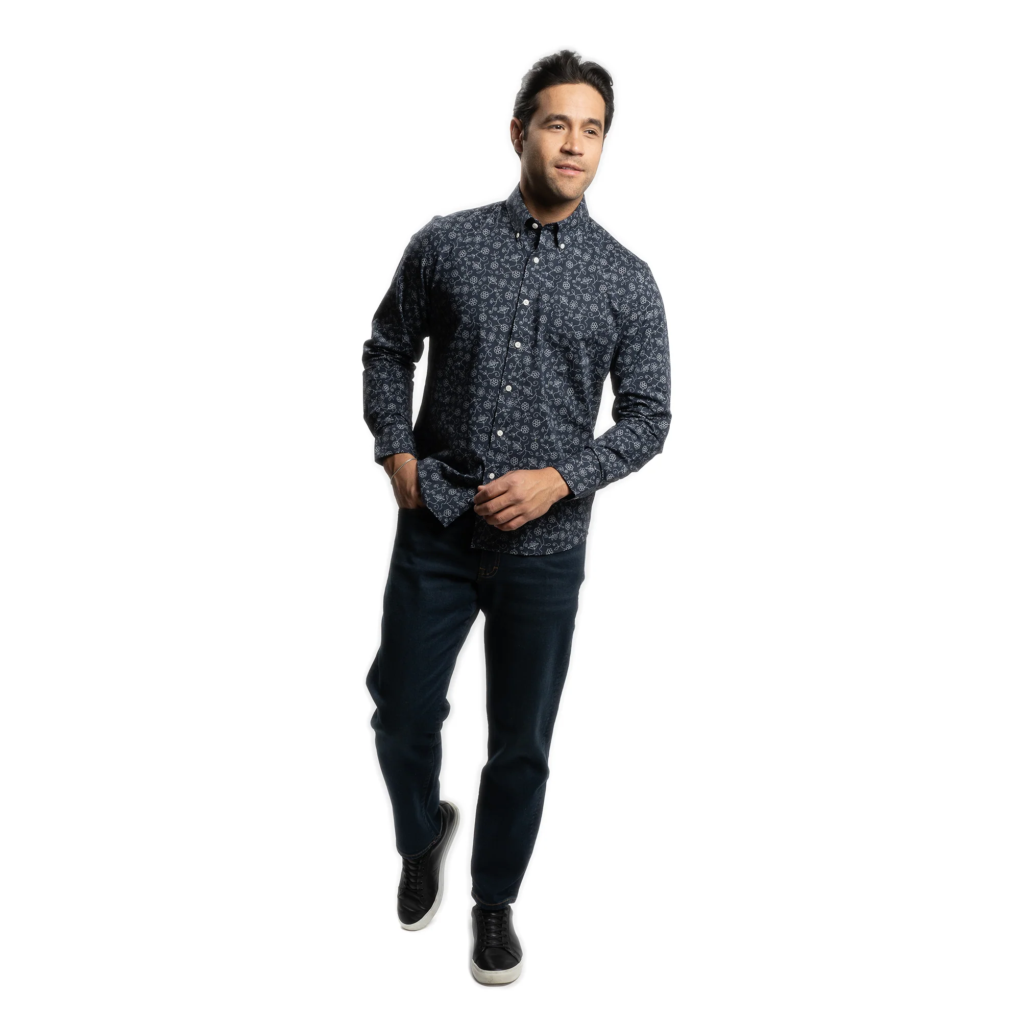 Weekend Printed Shirt -  Navy Flower - Image 3