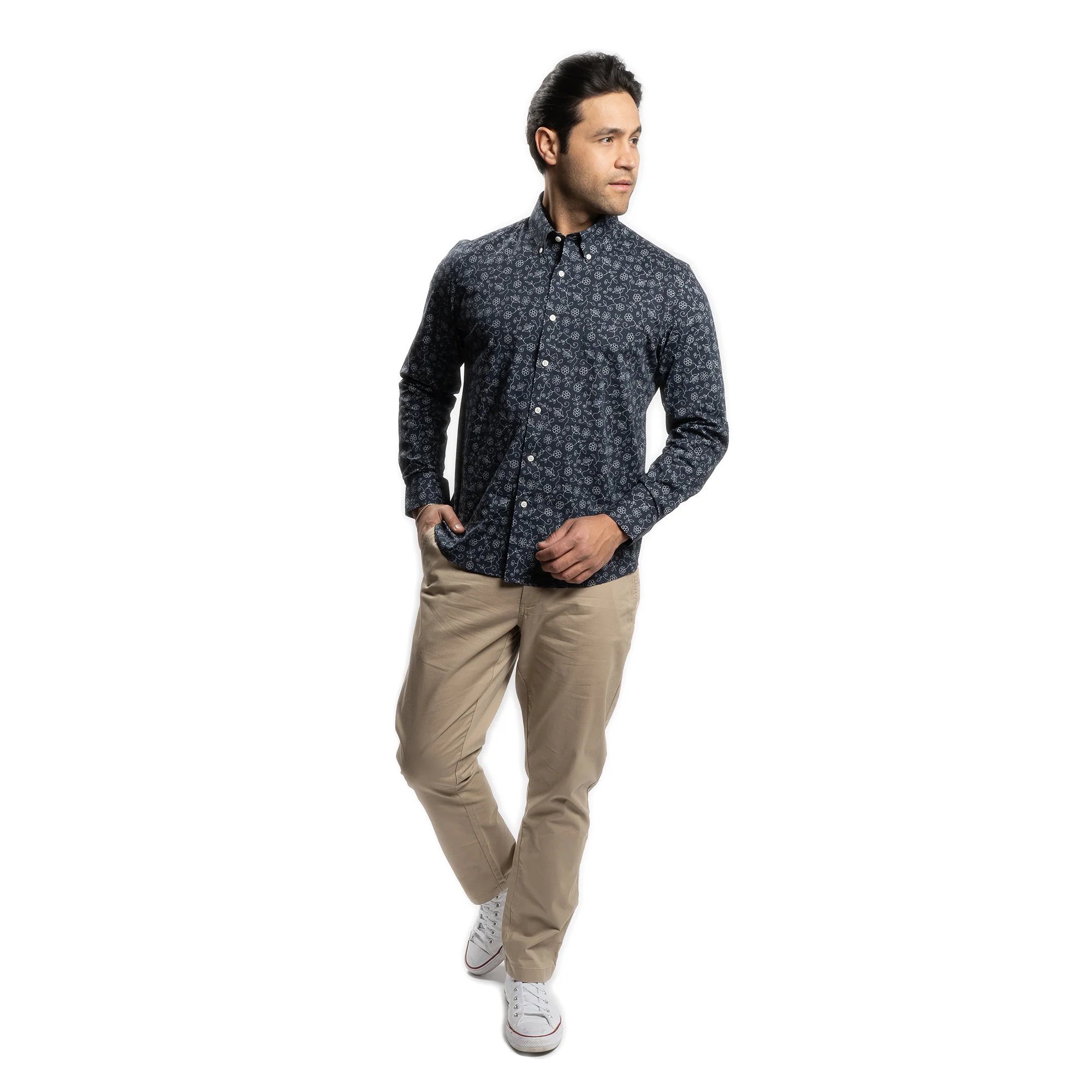 Weekend Printed Shirt -  Navy Flower - Image 6