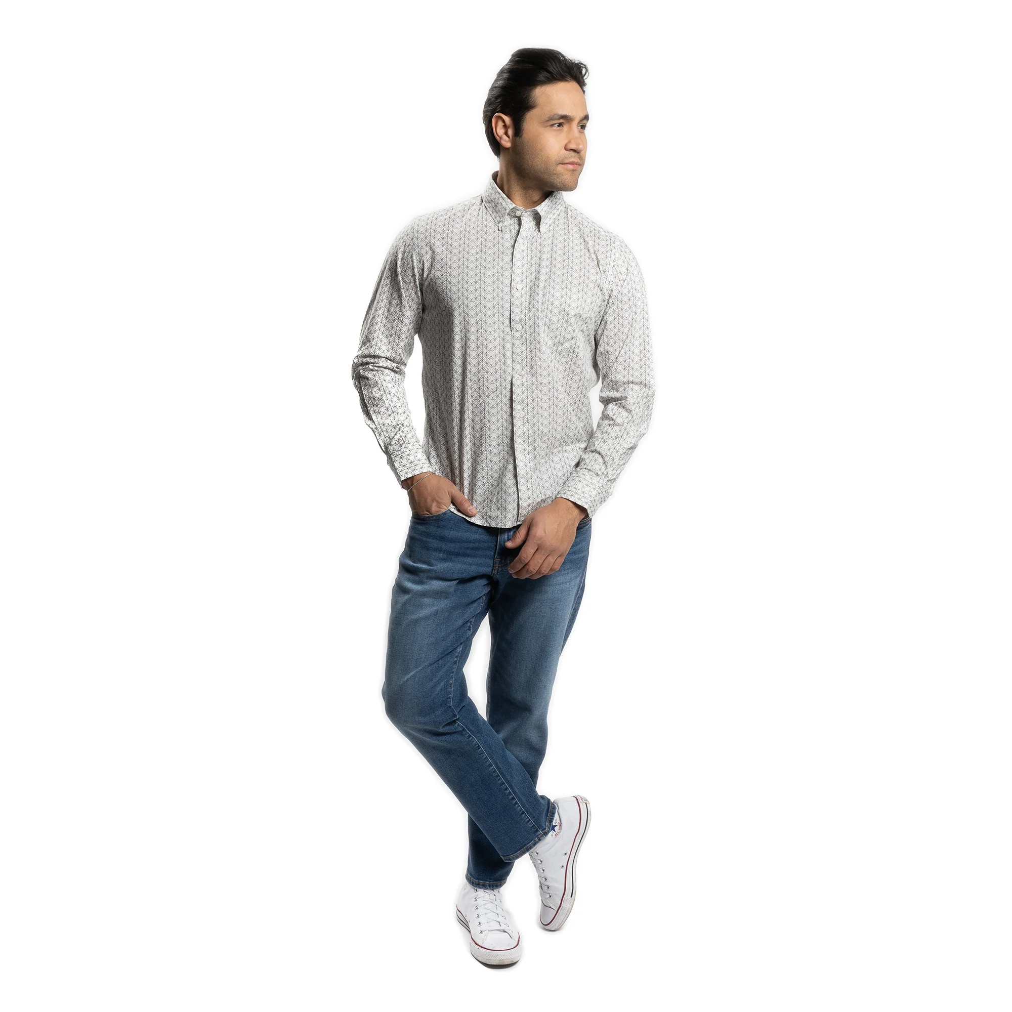 Weekend Printed Shirt - White Black Geometric - Image 6